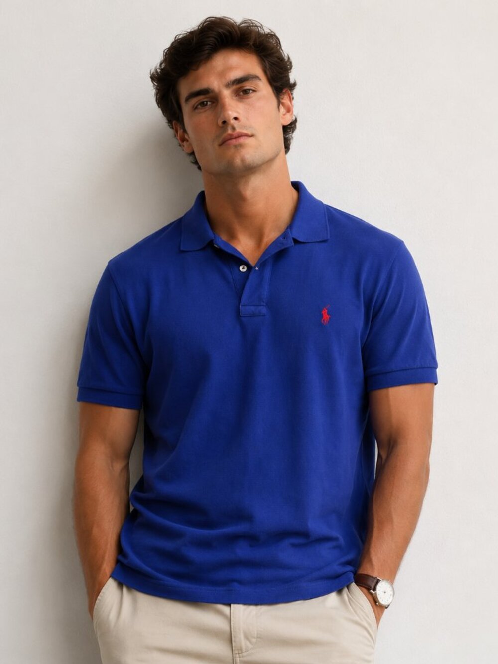 Polo Ralph Lauren Polo Shirt Men's Large Blue Pony Logo 100% Cotton Classic Fit